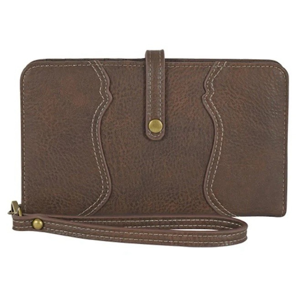 NEW Justin Boot Co. Brown Slim Wristlet Wallet Bifold‎ Zip Closure